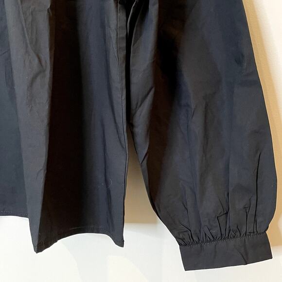 J.Crew Shirred Popover Top Cotton Poplin Long Sleeve Office Date CI522 Black XXS - Picture 7 of 15